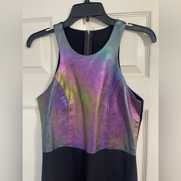 MASON by Michelle Mason Purple Iridescent Lambskin Leather and Silk Gown - Picture 3 of 11